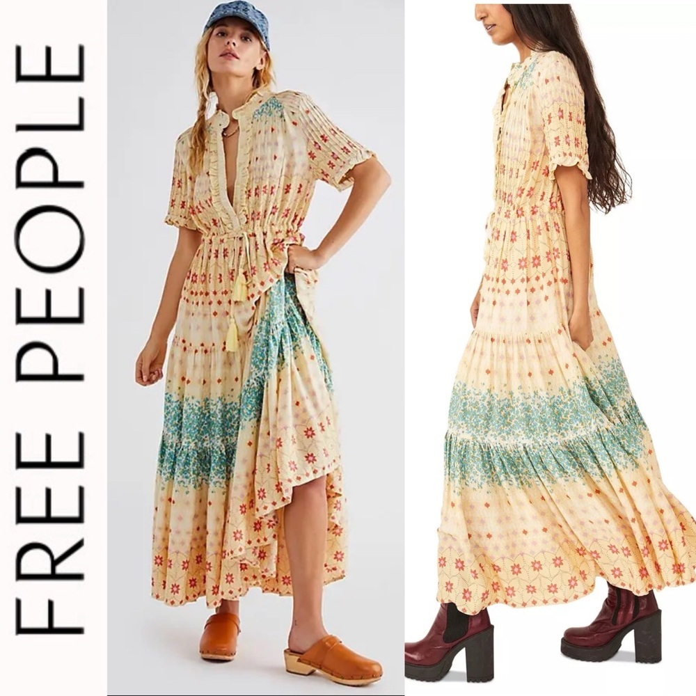 Free People Rare Feeling Maxi Dress on Cloud Combo xs